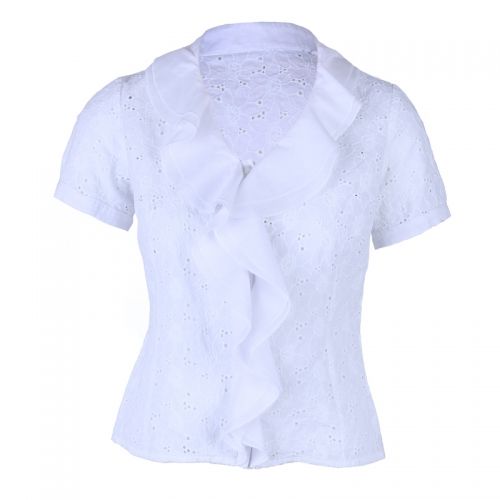 Бяла памучна блузка с харбали