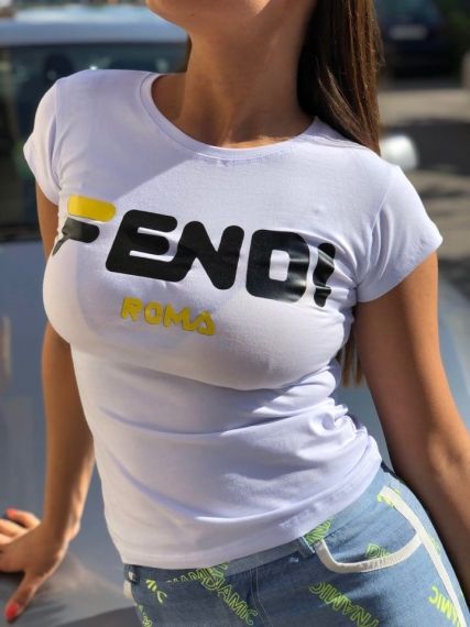Бяла тениска 'Fendi Roma'