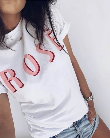 Бяла тениска 'Rosé'