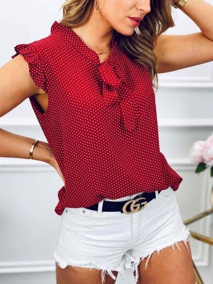 Елегантна блуза с къс ръкав в червено