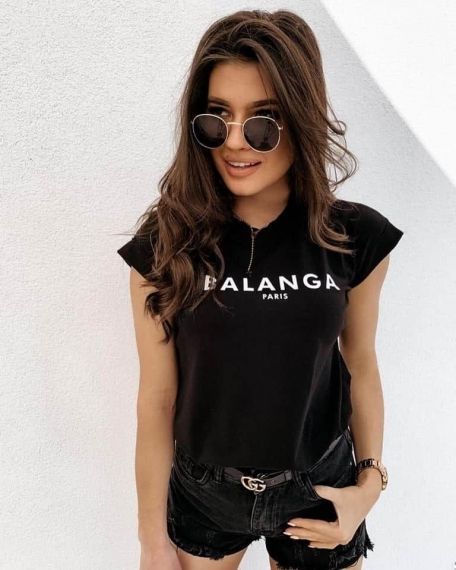 Черна тениска 'Balanga Paris'