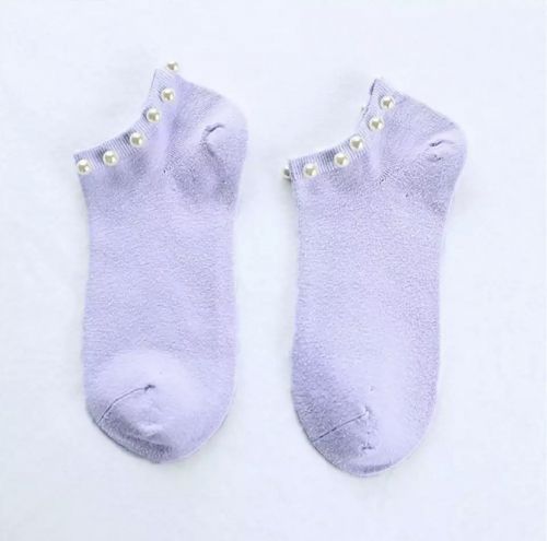 Дамски чорапи в лилав цвят с перли