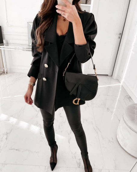 Свободно дамско сако в черно