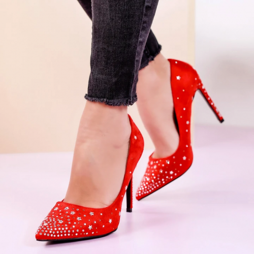 Дамски червени обувки на ток