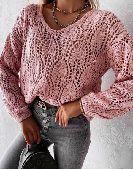 Атрактивен дамски пуловер в розово