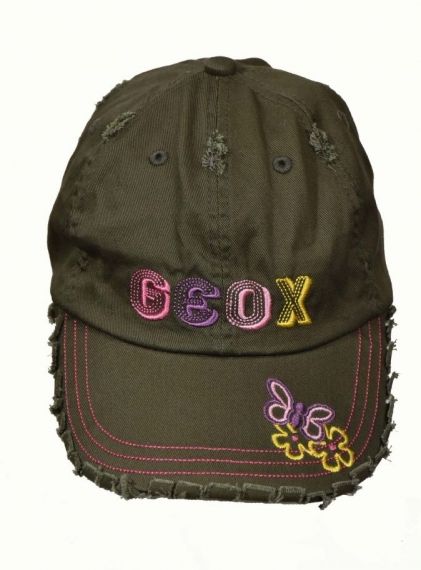 Памучна шапка с козирка GEOX, Цвят каки