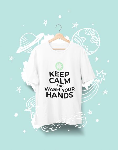 Тениска Keep Calm And Wash Your Hands - бяла