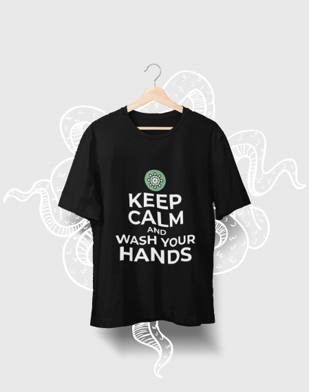 Тениска Keep Calm And Wash Your Hands - черна