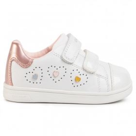 Бебешки обувки с лепки GEOX DJROCK, бели със сърчица