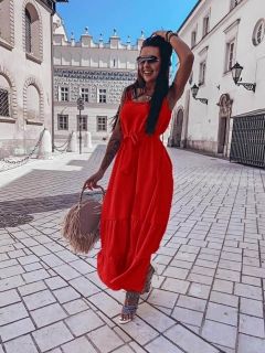 Дълга дамска рокля в червено