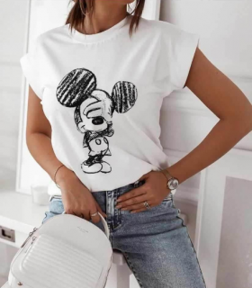 Дамска бяла тениска Mickey Mouse