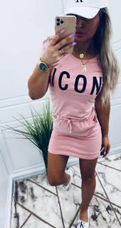 Розова дамска рокля с надпис 'Icon'