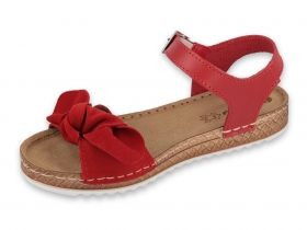  Дамски кожени сандали с панделка INBLU 158D117, червени