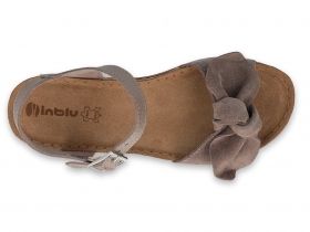  Дамски кожени сандали с панделка INBLU 158D118, бежови