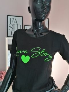 Черна тениска 'Love Story'