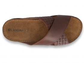 Италиански мъжки анатомични чехли от естествена кожа INBLU , Кафяви