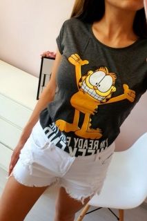Сива дамска тениска Garfield