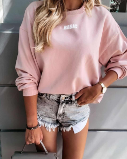 Дамска розова блуза с надпис 'BASIC'