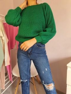 Дамски пуловер в зелено
