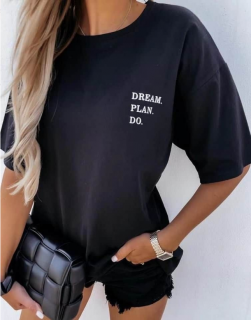 Черна тениска-туника 'Dream.Plan.Do.'