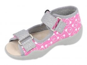 BEFADO PAPI Бебешки текстилни сандали с кожена стелка, Розови