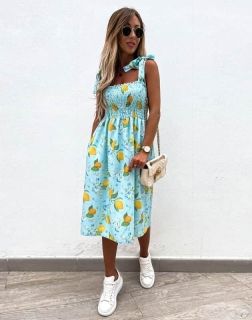 Дамска рокля с десен на лимони