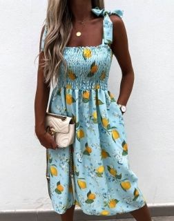 Дамска рокля с десен на лимони