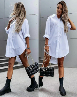 Дамска рокля тип риза в бяло