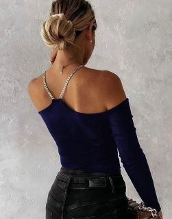 Атрактивна дамска блуза в тъмносин цвят