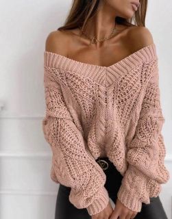Дамски пуловер в цвят пудра
