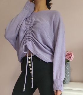 Къса дамска блуза в лилав цвят