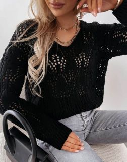 Атрактивен дамски пуловер в черно