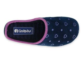 INBLU  Италиански дамски чехли, Тъмносини на сърчица
