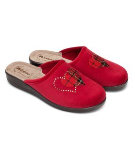 INBLU Италиански дамски анатомични чехли с кожена стелка, Червени