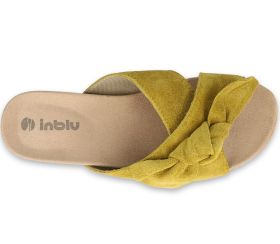 INBLU Италиански дамски анатомични чехли от естествена кожа, Жълти