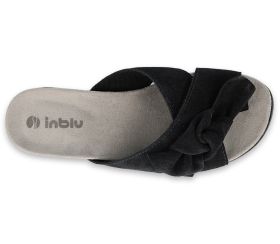 INBLU Италиански дамски анатомични чехли от естествена кожа, Тъмносини