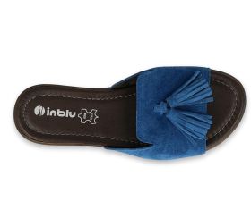 INBLU Италиански дамски чехли от естествен велур, Сини