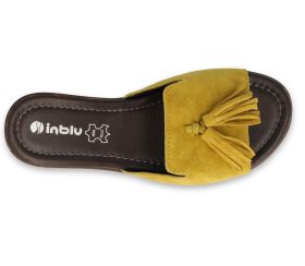 INBLU Италиански дамски чехли от естествен велур, Жълти
