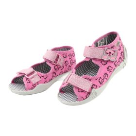 BEFADO Бебешки текстилни сандали със затворена пета, Розови