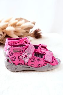BEFADO Бебешки текстилни сандали със затворена пета, Розови