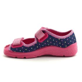 BEFADO MAX Детски сандали за момиче от текстил, Сини с фуксия