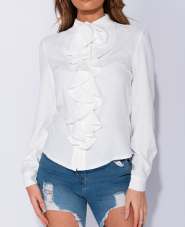 Дамска риза с дълъг ръкав - бяла