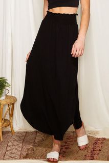 Дамска пола в черно с висока талия и цепка