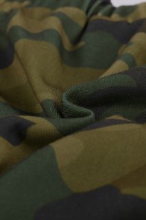 Green Camouflage Drawstring Casual Shorts