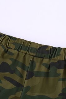 Green Camouflage Drawstring Casual Shorts