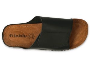 Мъжки анатомични чехли от естествена кожа INBLU, Черни
