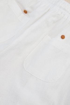 Дамски памучен панталон в бяло