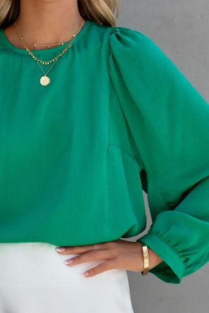Дамска елегантна блуза в зелено с дълъг ръкав