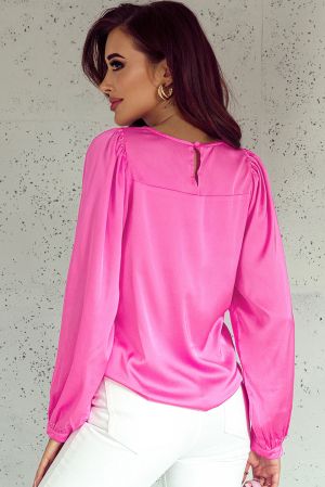 Дамска елегантна блуза в розов цвят с дълъг ръкав
