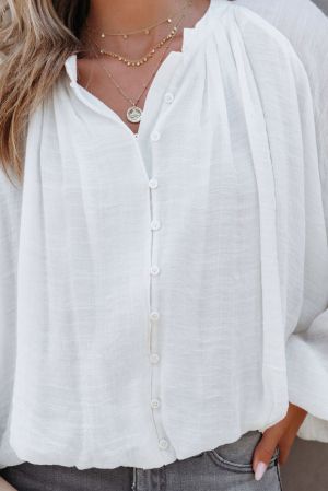Дамска риза в бяло с дълъг ръкав, 100% вискоза